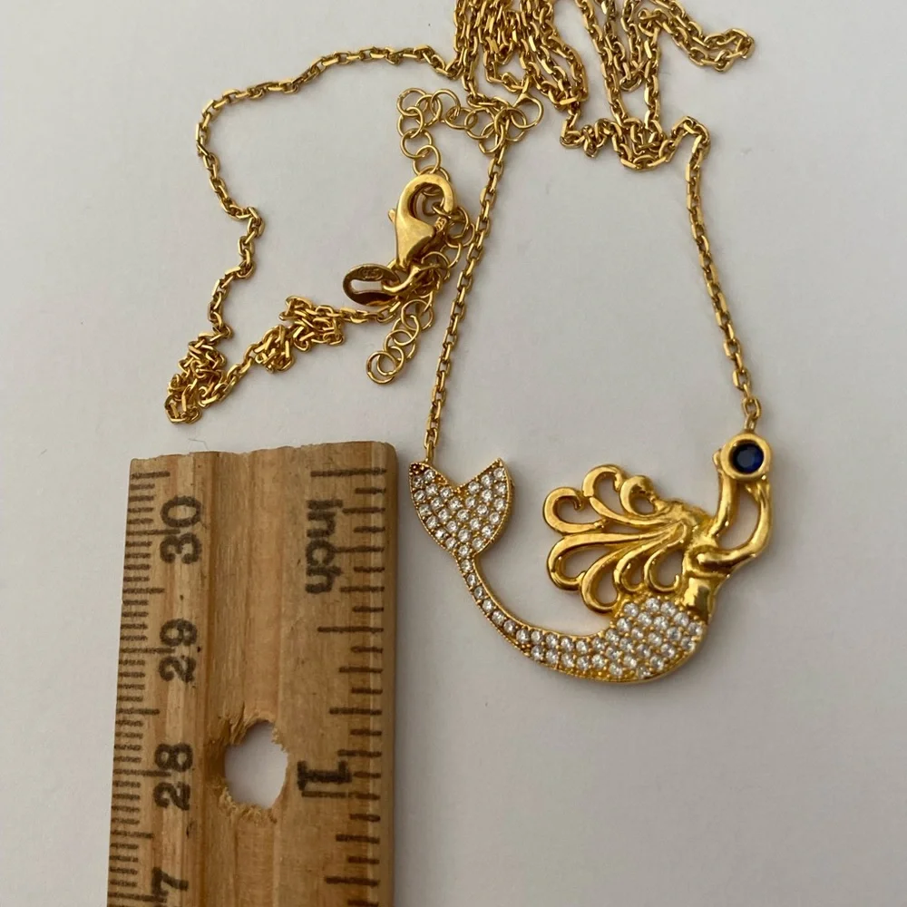 🧜‍♀️Mermaid 925 silver cz necklace 18K yellow gold plated